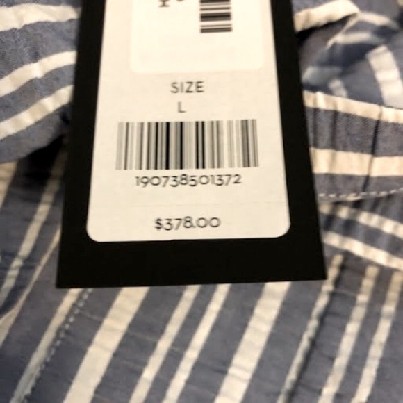 NWT VERONICA BEARD Cris Blue & White Striped Mini Shirt Dress L MSRP $378 - Picture 8 of 8